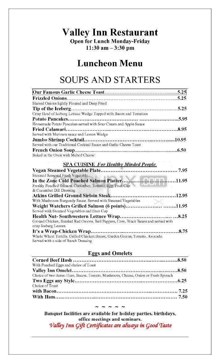 Valley Inn - Sherman Oaks, CA menu_pic