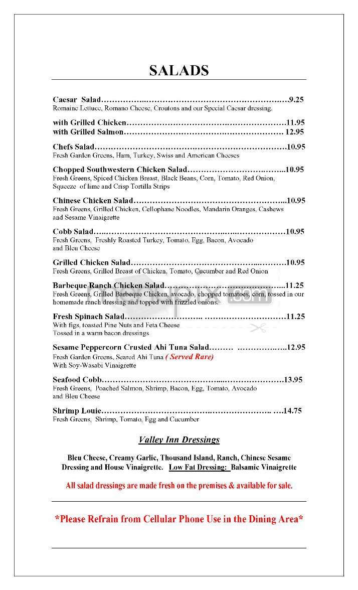 Valley Inn - Sherman Oaks, CA menu_pic