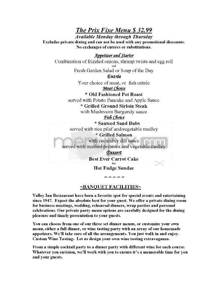 Valley Inn - Sherman Oaks, CA menu_pic