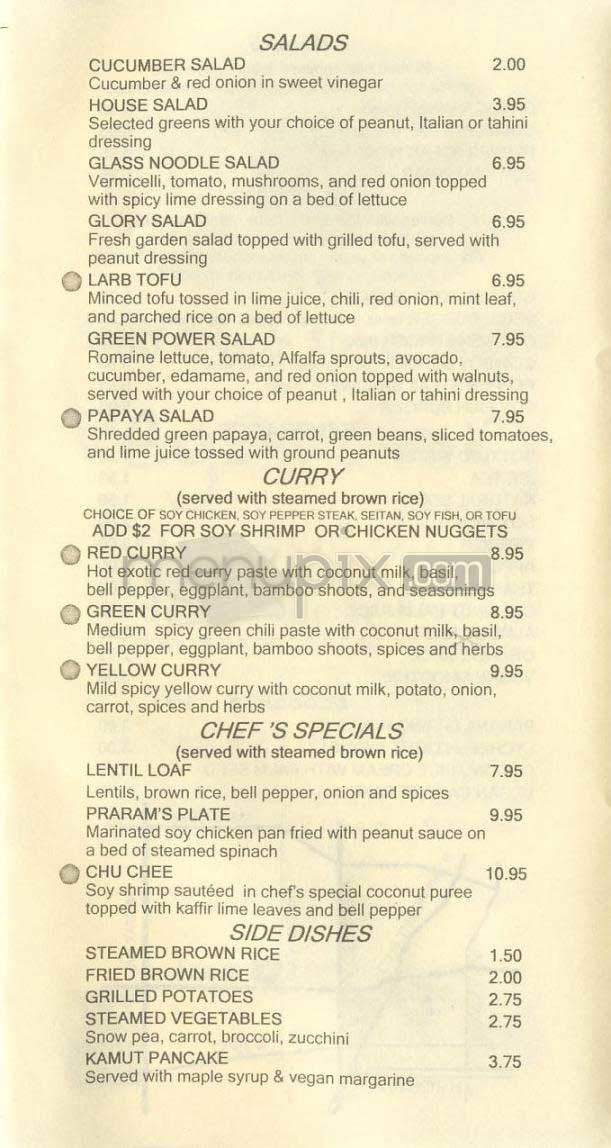 Vegan Glory - Los Angeles, CA menu_pic