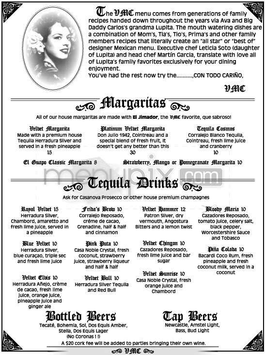 Velvet Margarita - Los Angeles, CA menu_pic