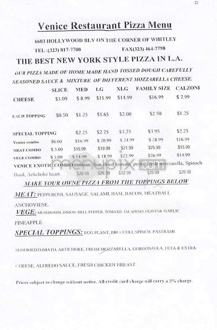 Venice - Los Angeles, CA menu_pic