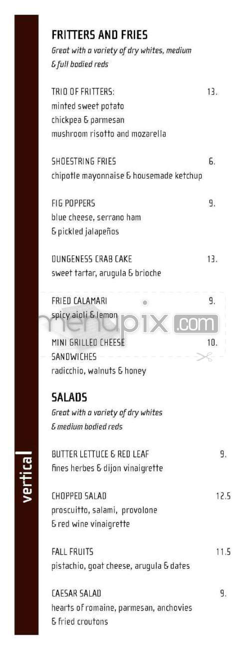Vertical Wine Bistro - Pasadena, CA menu_pic