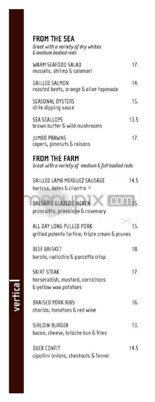 Vertical Wine Bistro - Pasadena, CA menu_pic