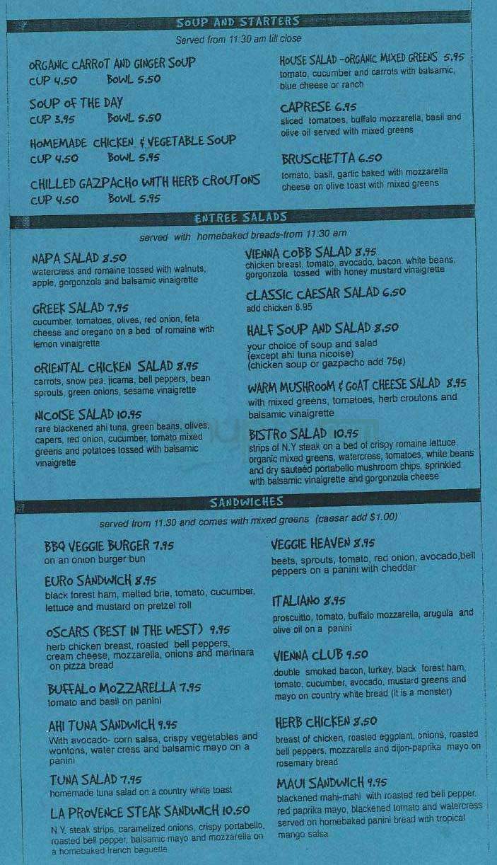 Vienna Cafe - West Hollywood, CA menu_pic