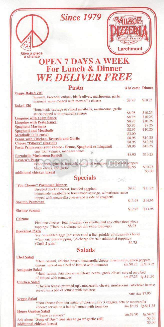Village Pizzeria - Los Angeles, CA menu_pic