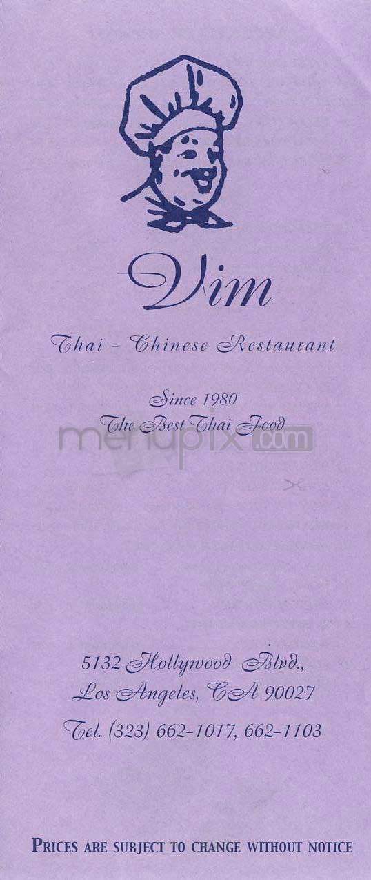 Vim - Los Angeles, CA menu_pic