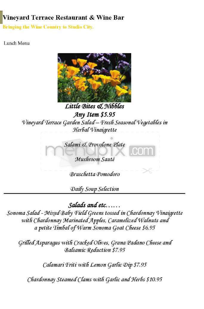 Vineyard Terrace - Studio City, CA menu_pic