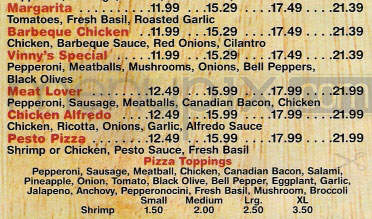 Vinny's Pizza - Wyckoff, NJ menu_pic