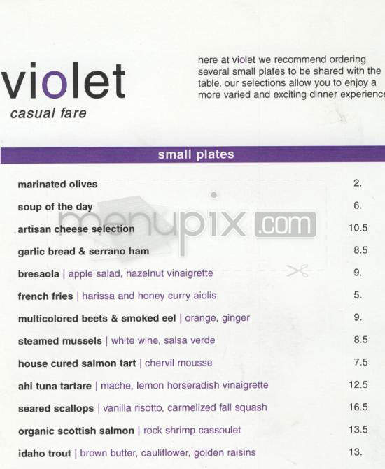 Violet - Santa Monica, CA menu_pic