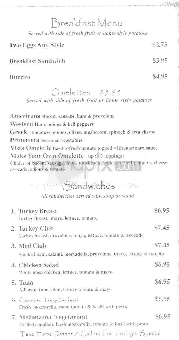 Vista Cafe - Los Angeles, CA menu_pic