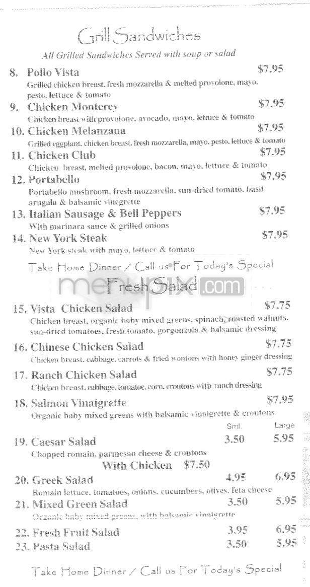 Vista Cafe - Los Angeles, CA menu_pic