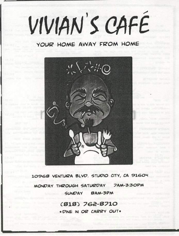 Vivian's Cafe - Studio City, CA menu_pic