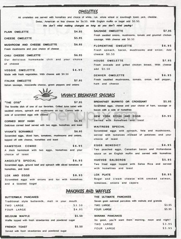 Vivian's Cafe - Studio City, CA menu_pic