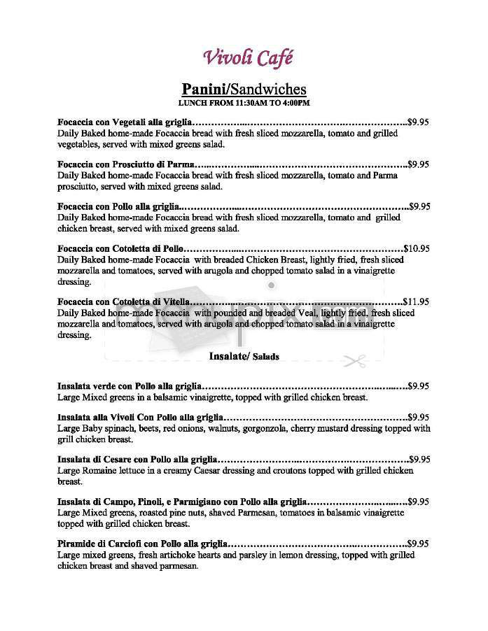 Vivoli Cafe - West Hollywood, CA menu_pic