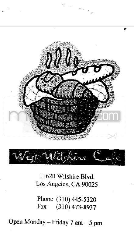 West Wilshire Cafe - Los Angeles, CA menu_pic