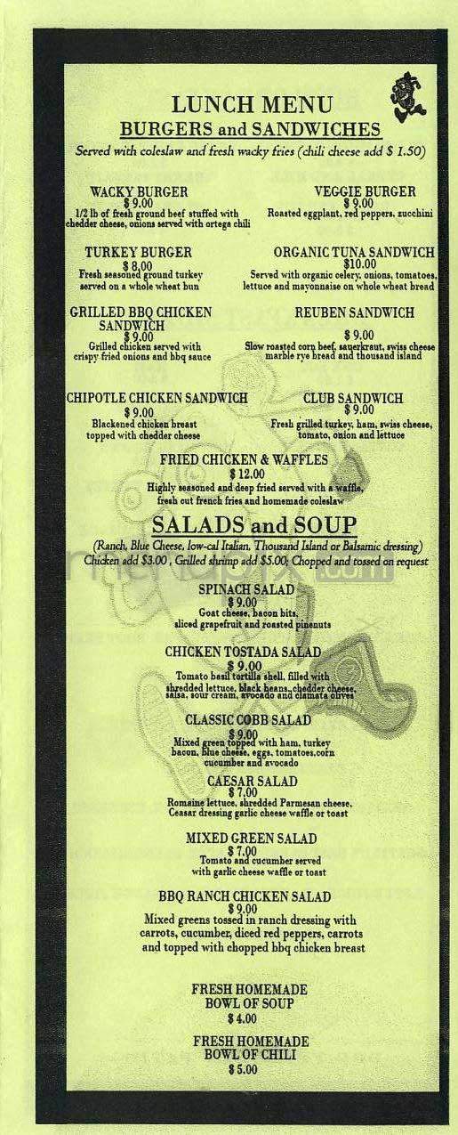 Wacky Waffles - West Hollywood, CA menu_pic