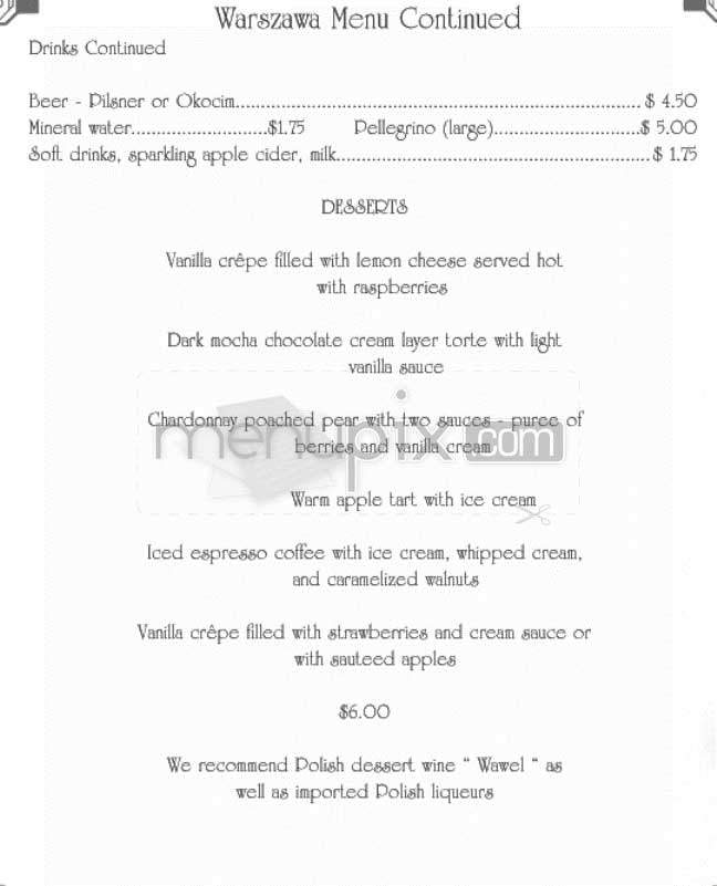 Warszawa - Santa Monica, CA menu_pic
