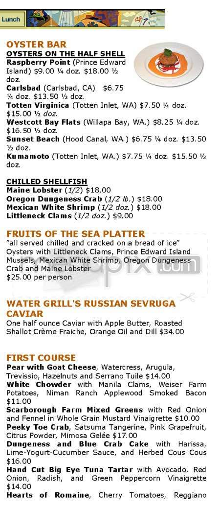 Water Grill - Los Angeles, CA menu_pic