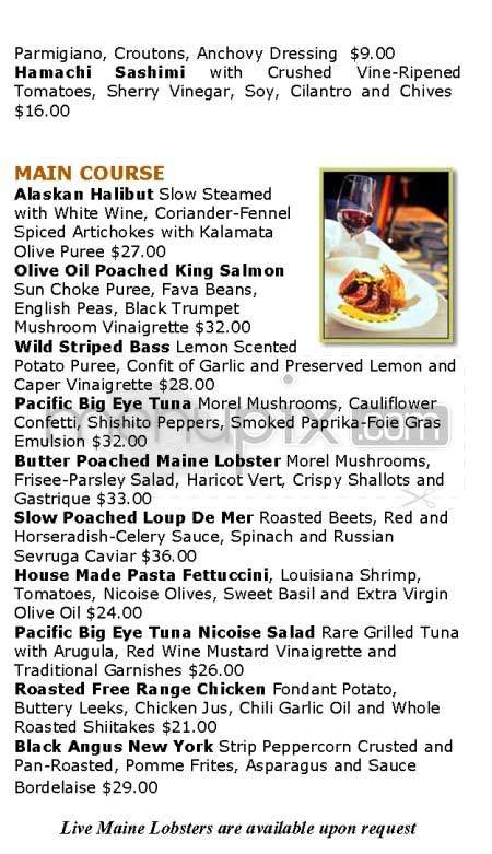 Water Grill - Los Angeles, CA menu_pic