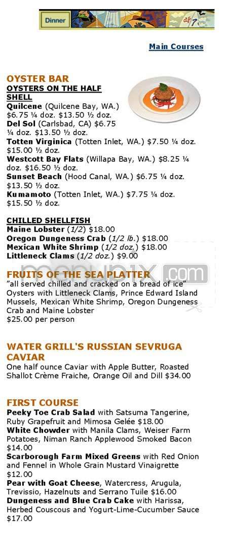 Water Grill - Los Angeles, CA menu_pic