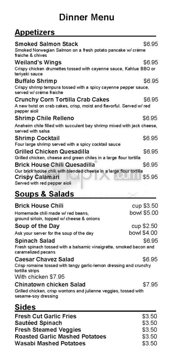 Weiland Brewery Restaurant - Los Angeles, CA menu_pic