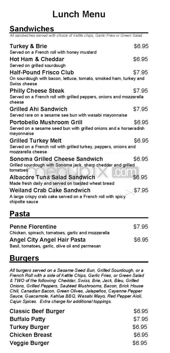 Weiland Brewery Restaurant - Los Angeles, CA menu_pic