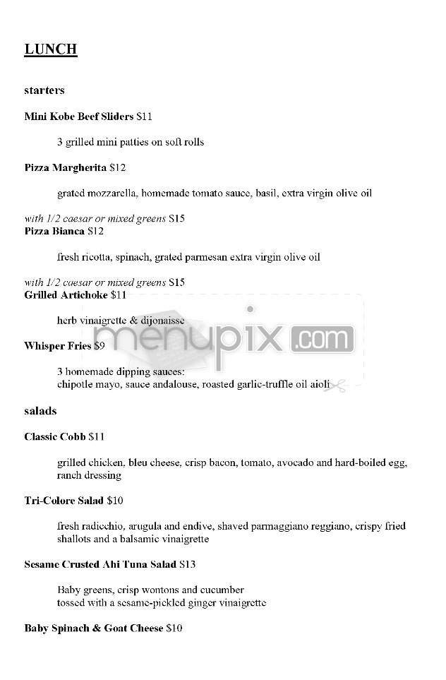 The Whisper Lounge - Los Angeles, CA menu_pic