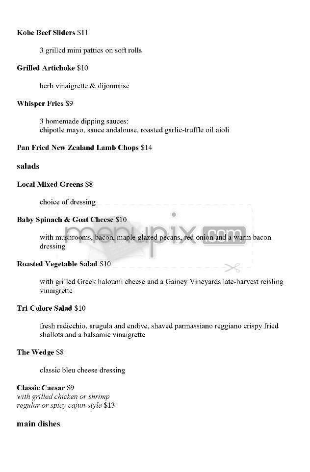 The Whisper Lounge - Los Angeles, CA menu_pic