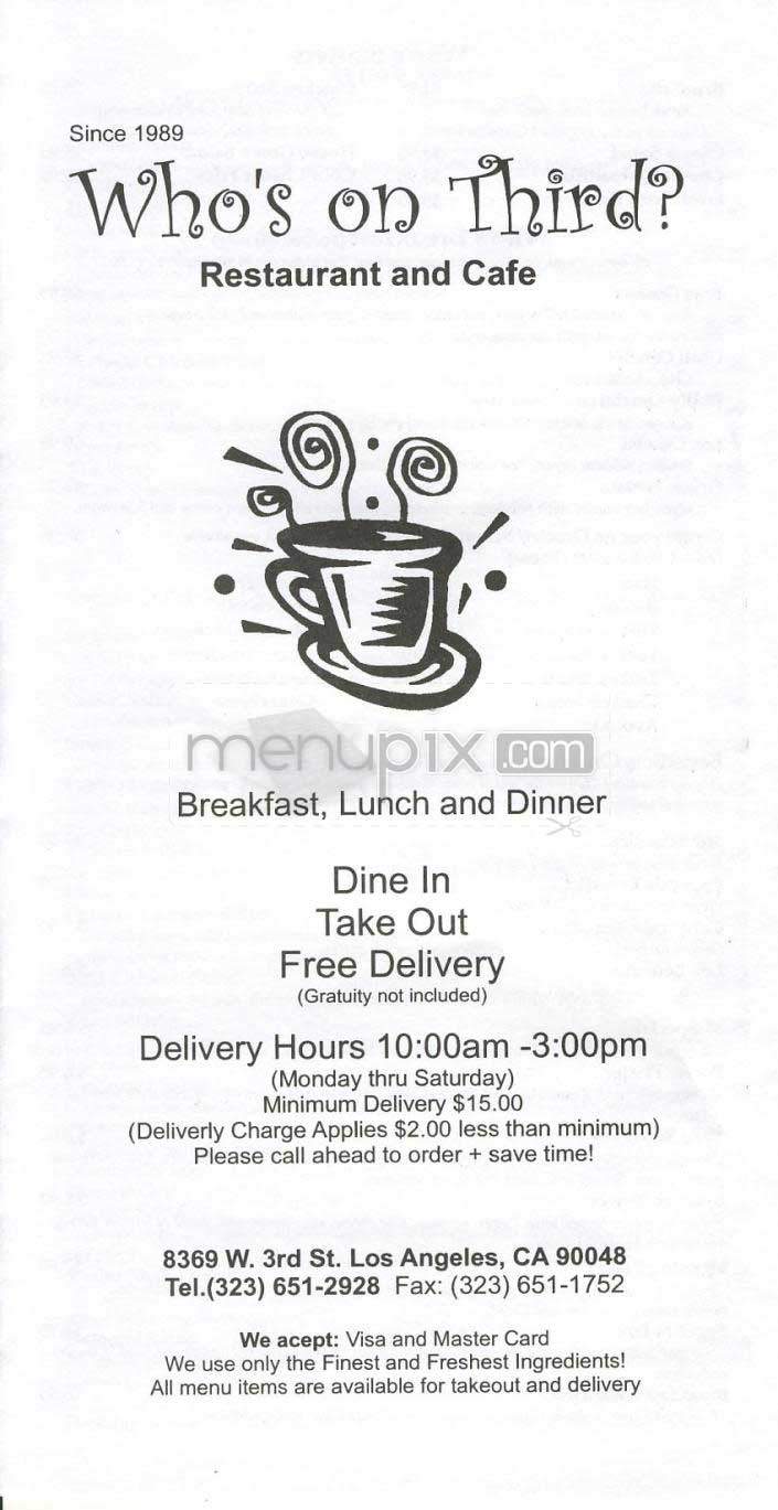 Who's On Third - Los Angeles, CA menu_pic
