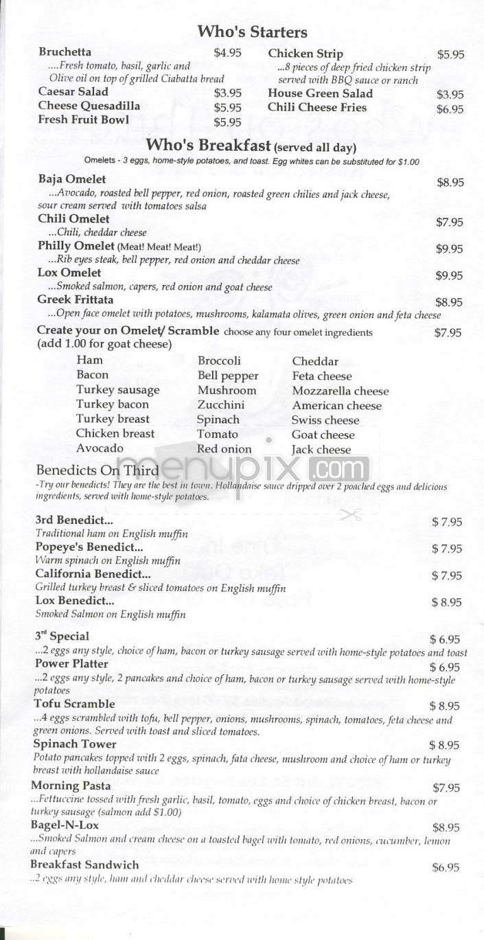 Who's On Third - Los Angeles, CA menu_pic
