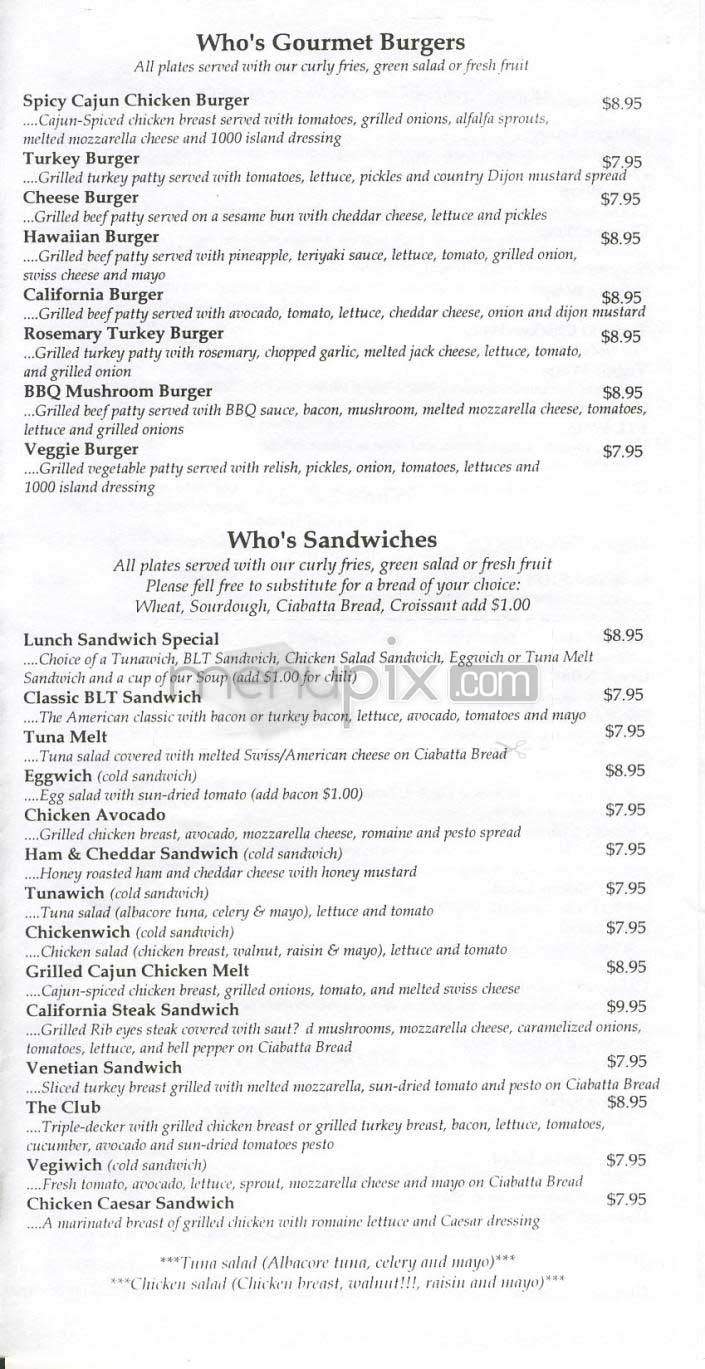 Who's On Third - Los Angeles, CA menu_pic