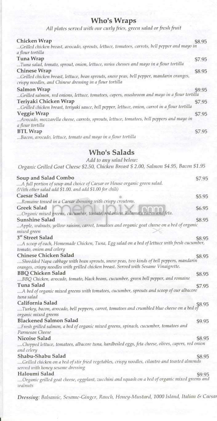 Who's On Third - Los Angeles, CA menu_pic