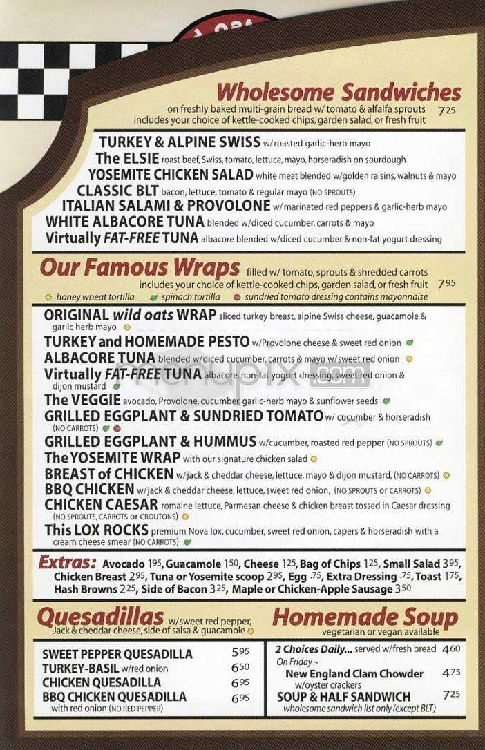 Wild Oats Cafe - Los Angeles, CA menu_pic