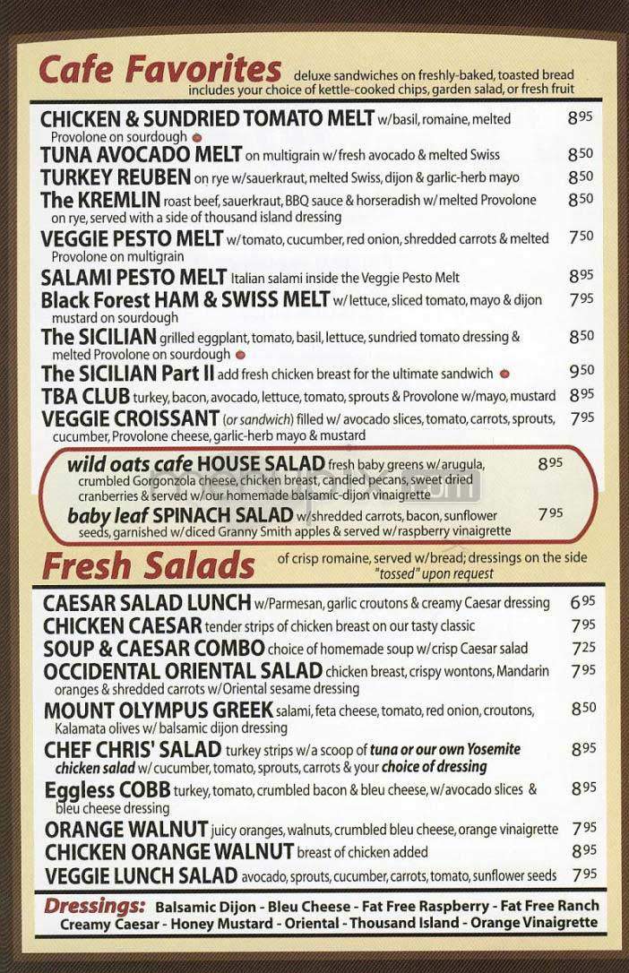 Wild Oats Cafe - Los Angeles, CA menu_pic