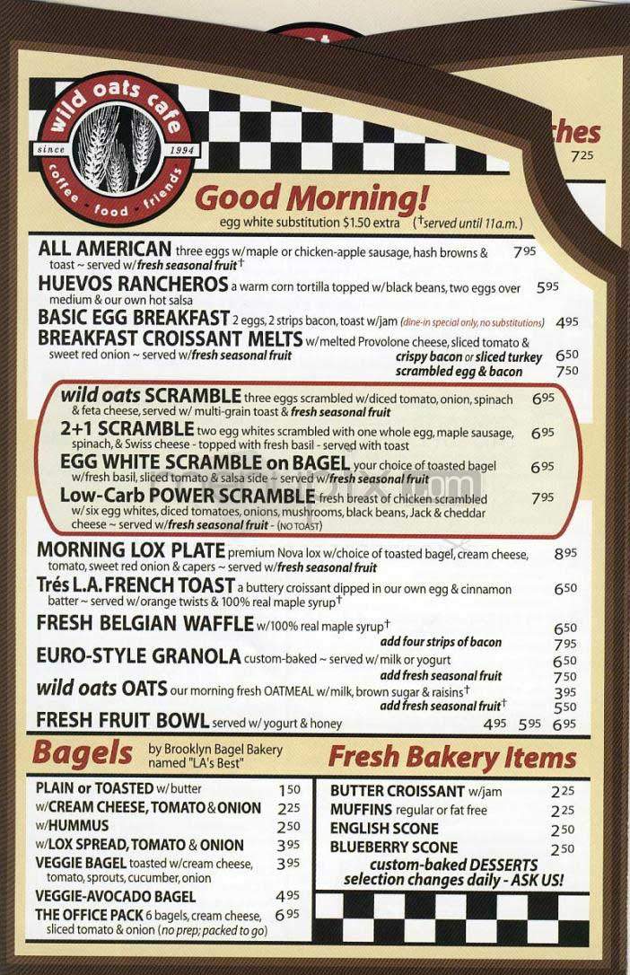 Wild Oats Cafe - Los Angeles, CA menu_pic