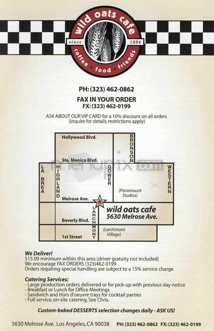 Wild Oats Cafe - Los Angeles, CA menu_pic
