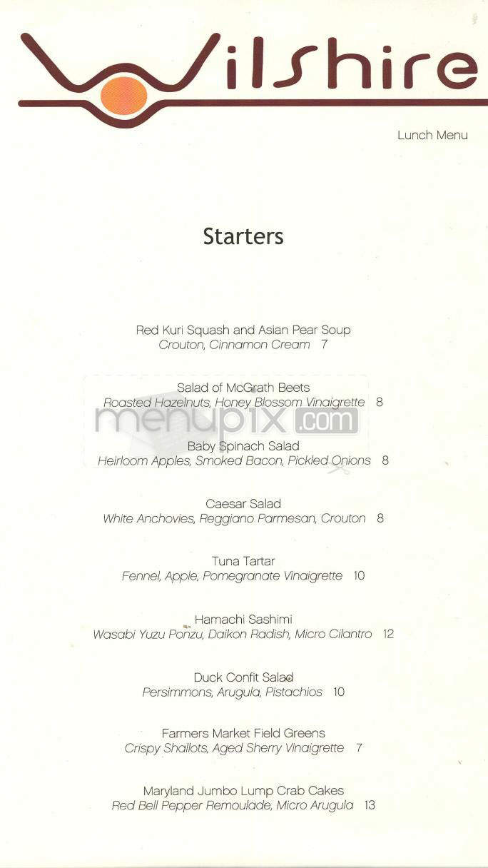 Wilshire - Santa Monica, CA menu_pic
