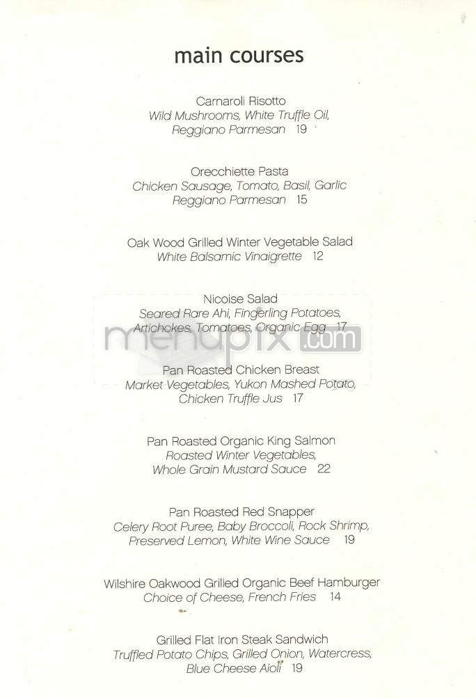Wilshire - Santa Monica, CA menu_pic