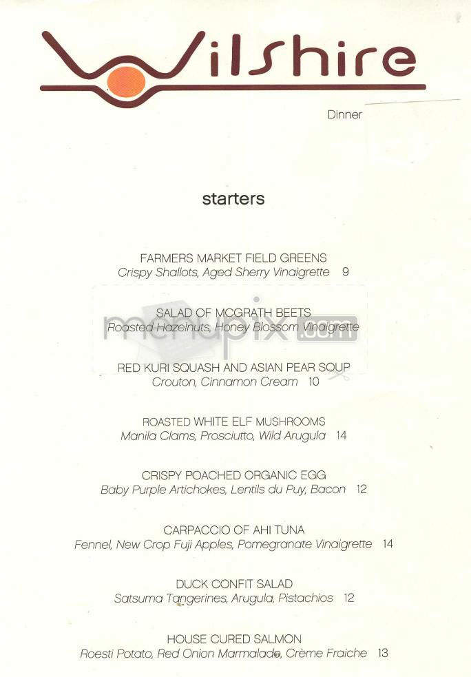 Wilshire - Santa Monica, CA menu_pic