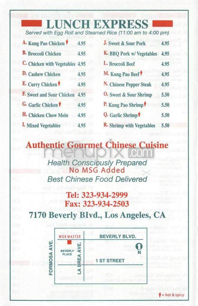 Wok Master - Los Angeles, CA menu_pic