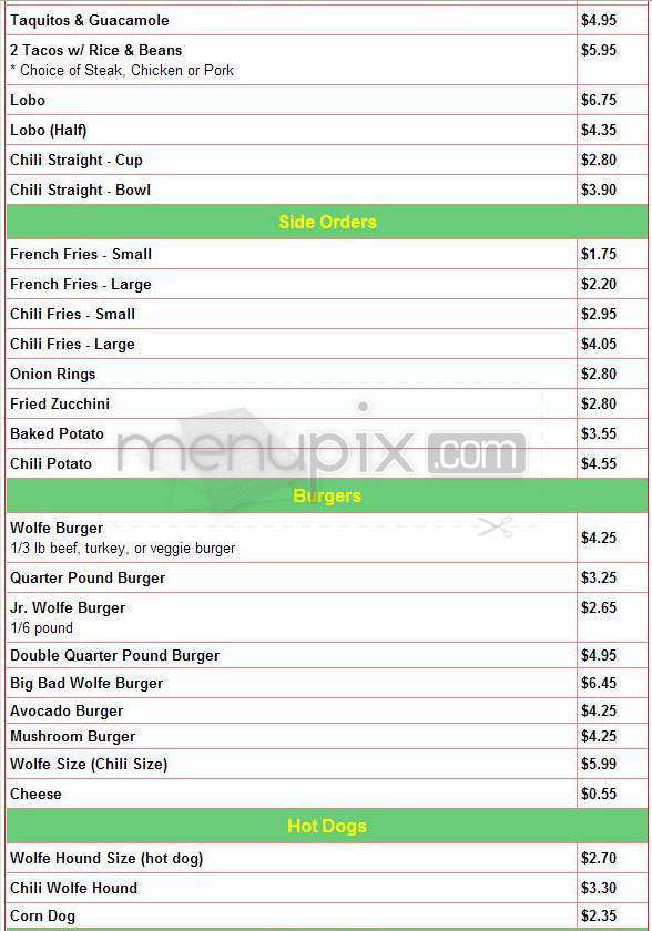 Wolfe Burgers - Pasadena, CA menu_pic