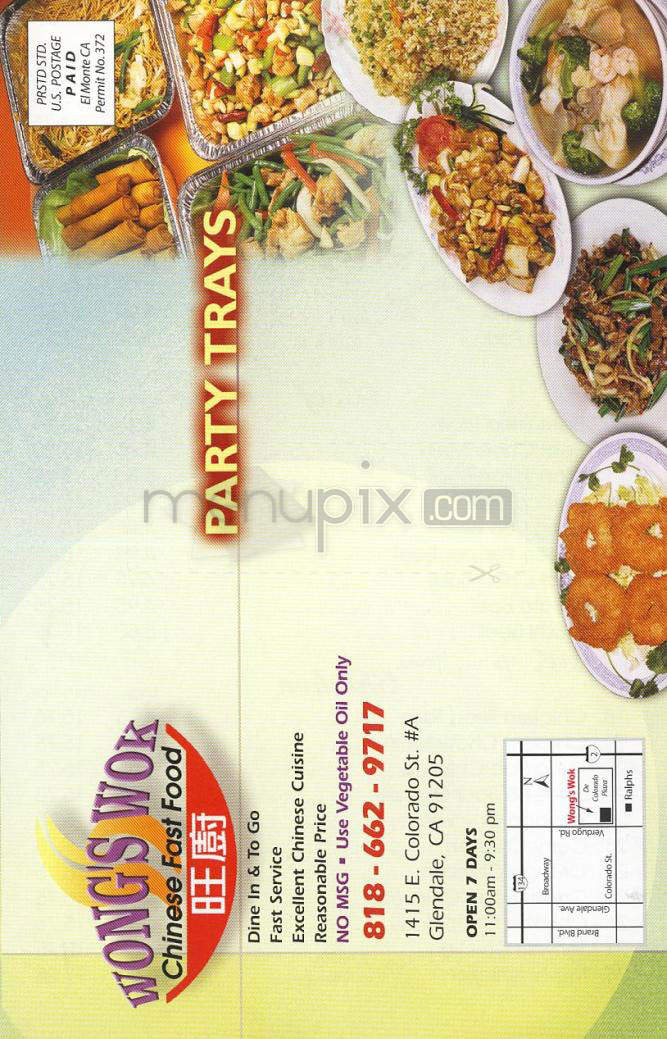 Wong's Wok - Glendale, CA menu_pic