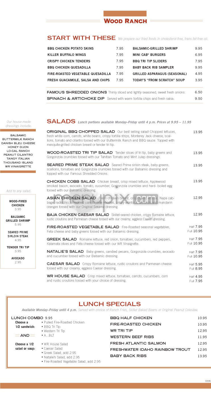 Wood Ranch BBQ & Grill - Los Angeles, CA menu_pic