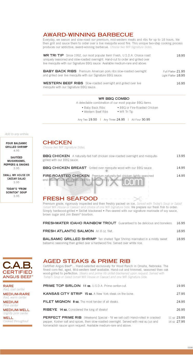 Wood Ranch BBQ & Grill - Los Angeles, CA menu_pic