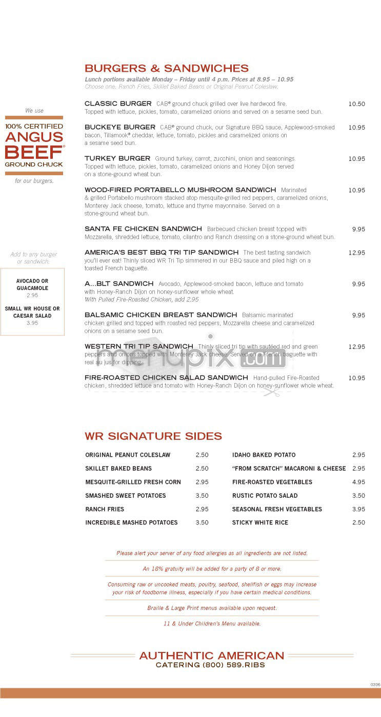 Wood Ranch BBQ & Grill - Los Angeles, CA menu_pic