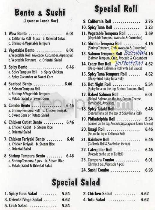 Wow Bento & Roll - Los Angeles, CA menu_pic