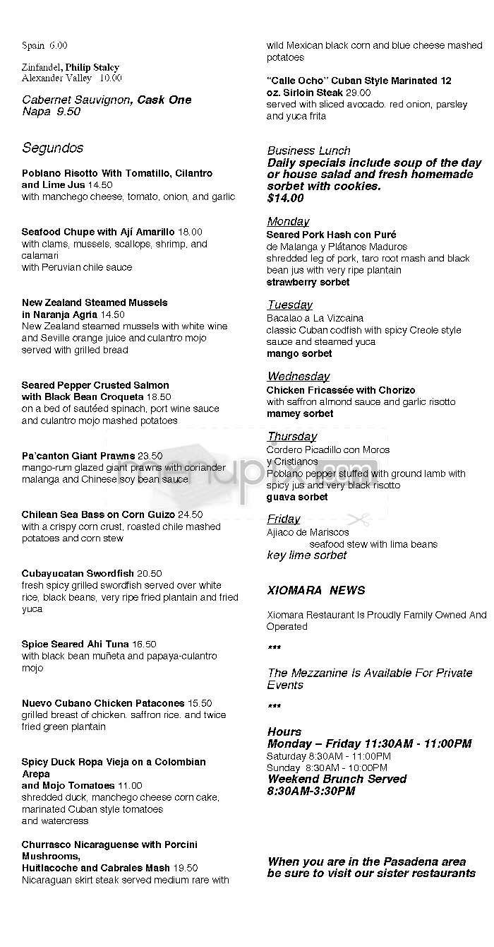 Cafe Atlantic (Xiomara) - Pasadena, CA menu_pic