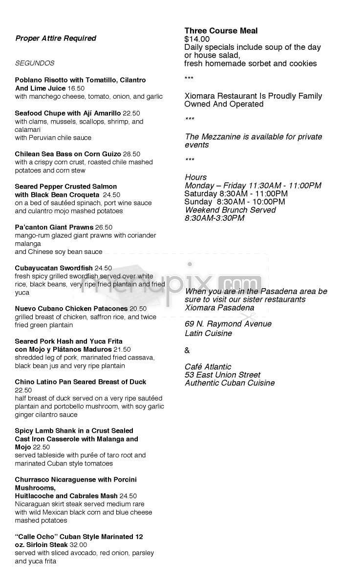 Cafe Atlantic (Xiomara) - Pasadena, CA menu_pic
