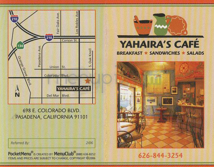 Yahairas Cafe - Pasadena, CA menu_pic